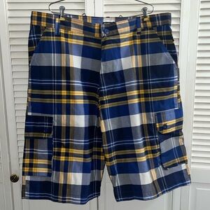 Ekco Unlimited Big Man Streetwear cargo plaid shorts